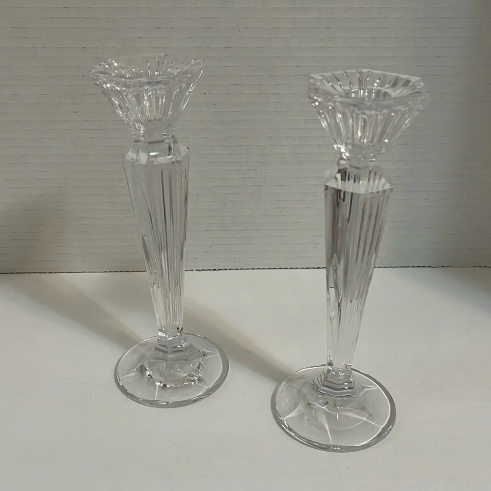 Marquis by Waterford crystal glass candleholders set of two clear heavy crystal